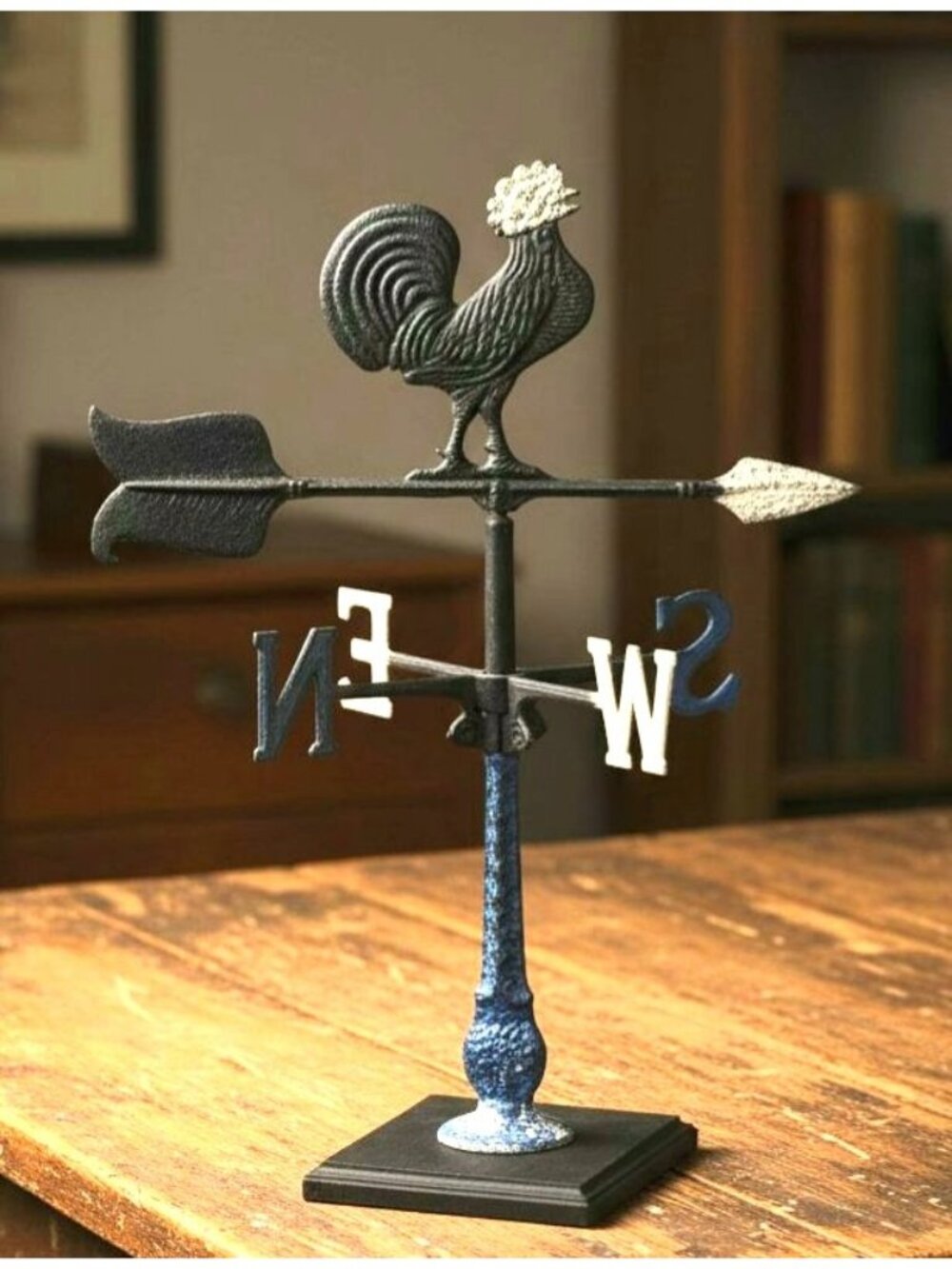 Old Whitehall Cast Metal Weathervane mounted to wood stand 23" x 18"
